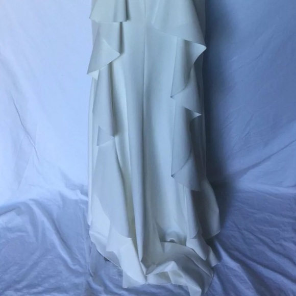 NWT Nicole Miller NY Sz 6 White Ruffle Crepe Gown - Picture 4 of 8